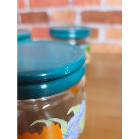 Set of 3 Vintage Glass Floral Canisters - Picture 6 of 10